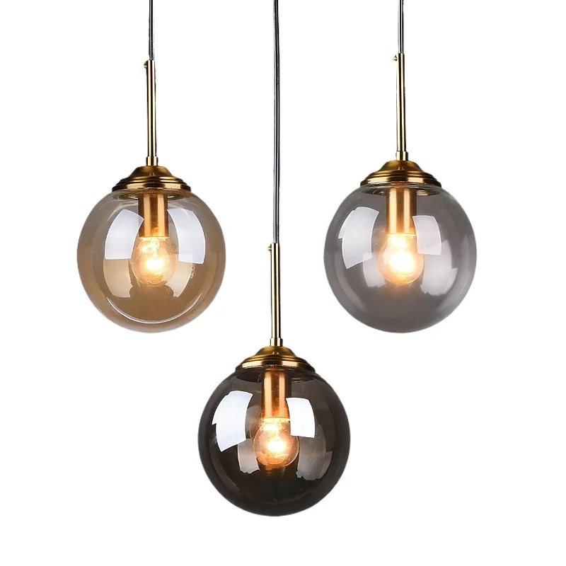 Modern Glass Hanging Lamp E27 Clear Amber Stone Chandelier  Nordic Home Decor Lighting for Living Room Cord Pendant Lights - view 2