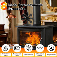 New 8 Blade Heat Powered Stove Fan Log Wood Burner Eco Friendly Quiet Fireplace Fan Winter Warm Home Efficient Heat Distribution