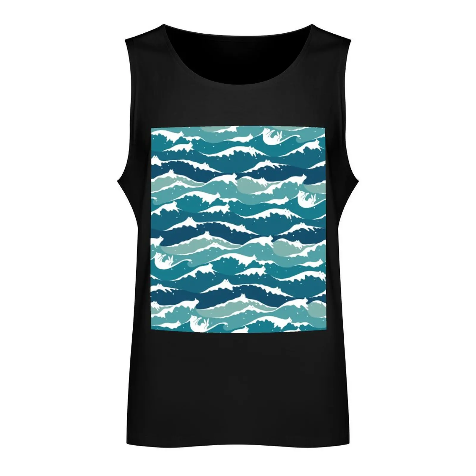 Cat Landscape 135: Cat Waves Tank Top gym clothing male top men clothings