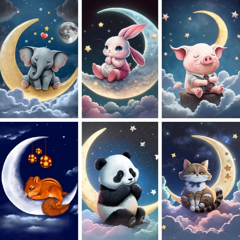 

5D Diamond Painting Mosaic Dreamy Sleeping Animal Bunny Elephant Panda New Product Full Square/Round Embroidery DIY Gift