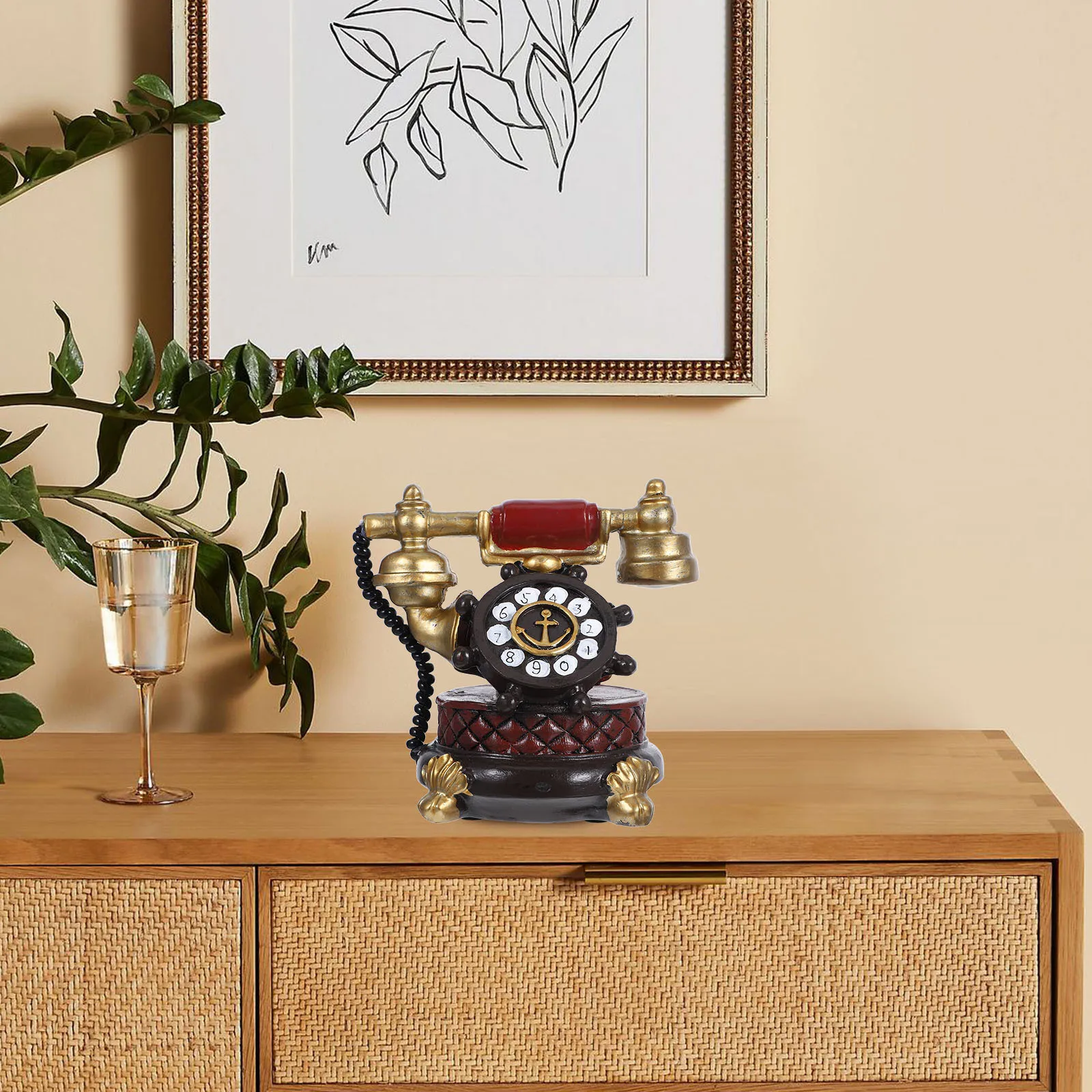 

Vintage Telephone Retro Decor Resin Home Office Decoration Old Fashioned Phone Desk Ornaments Design Resin