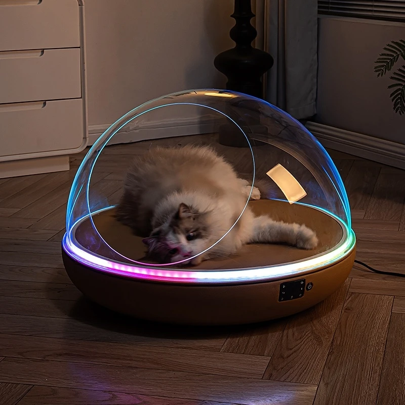 Luxury Thermostatic Cat Bed, Solid Pattern Plastic Pet Bed with Dual Cooling and Heating Function