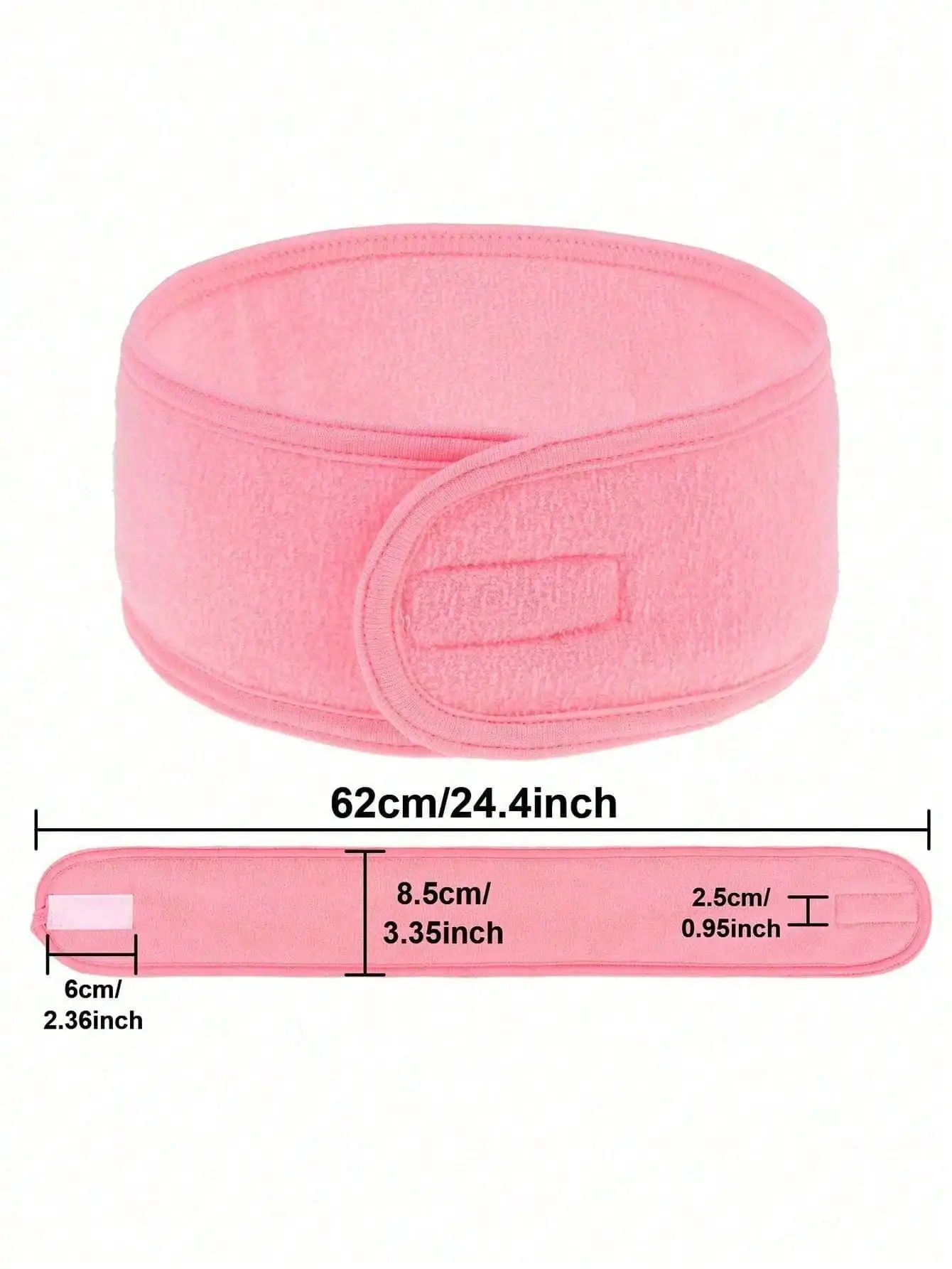 3-Pack Pink Terry Headbands For Facial Care, Yoga, Sports—Non-Slip, Adjustable, Absorbent, Summer Bathroom & Beauty Essential