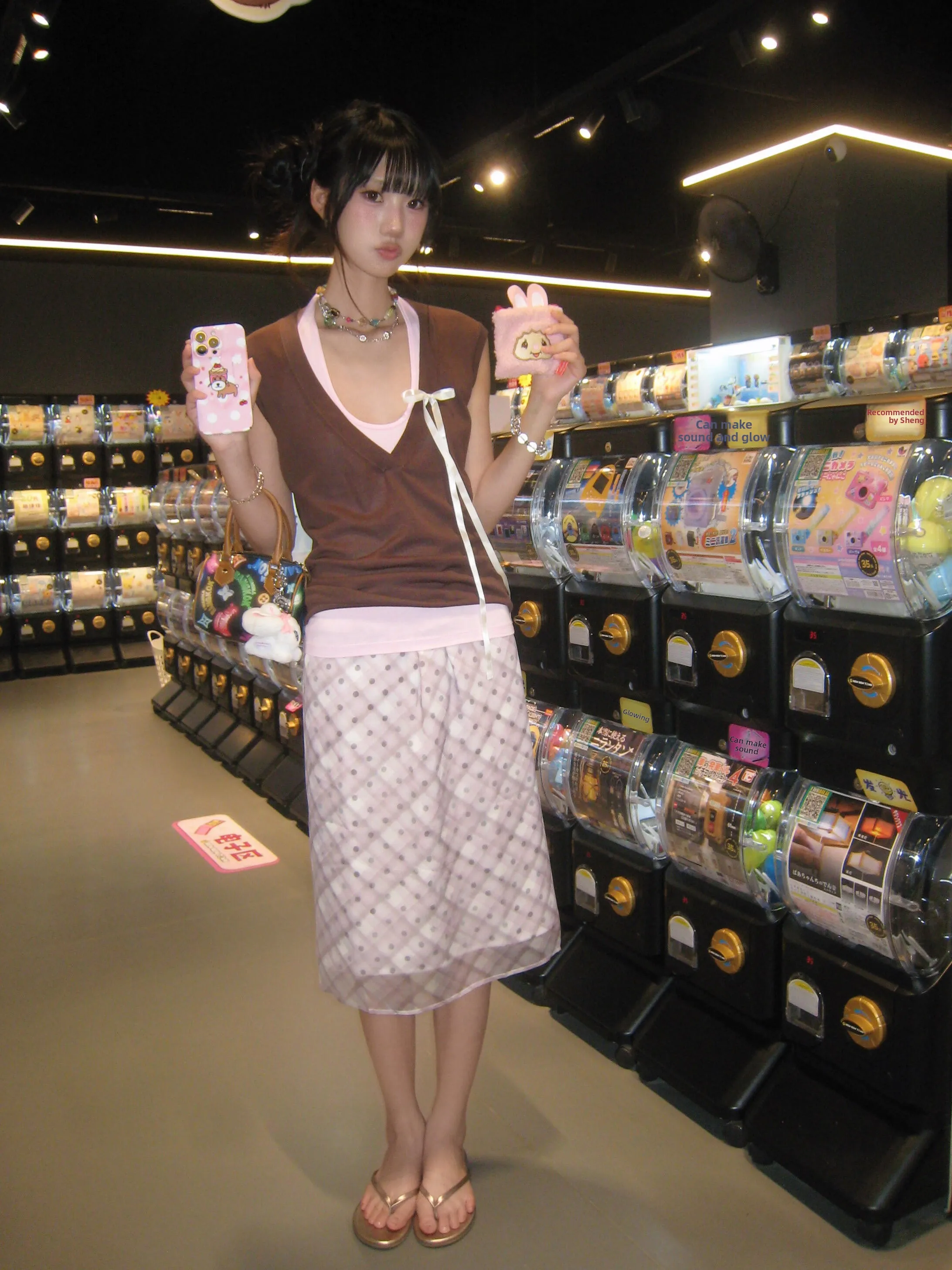 American Style Checks  Skirt with Tube Top And Drawstring Casual High Waist Polyester Fiber Urban Commuting Daily Travel ...
