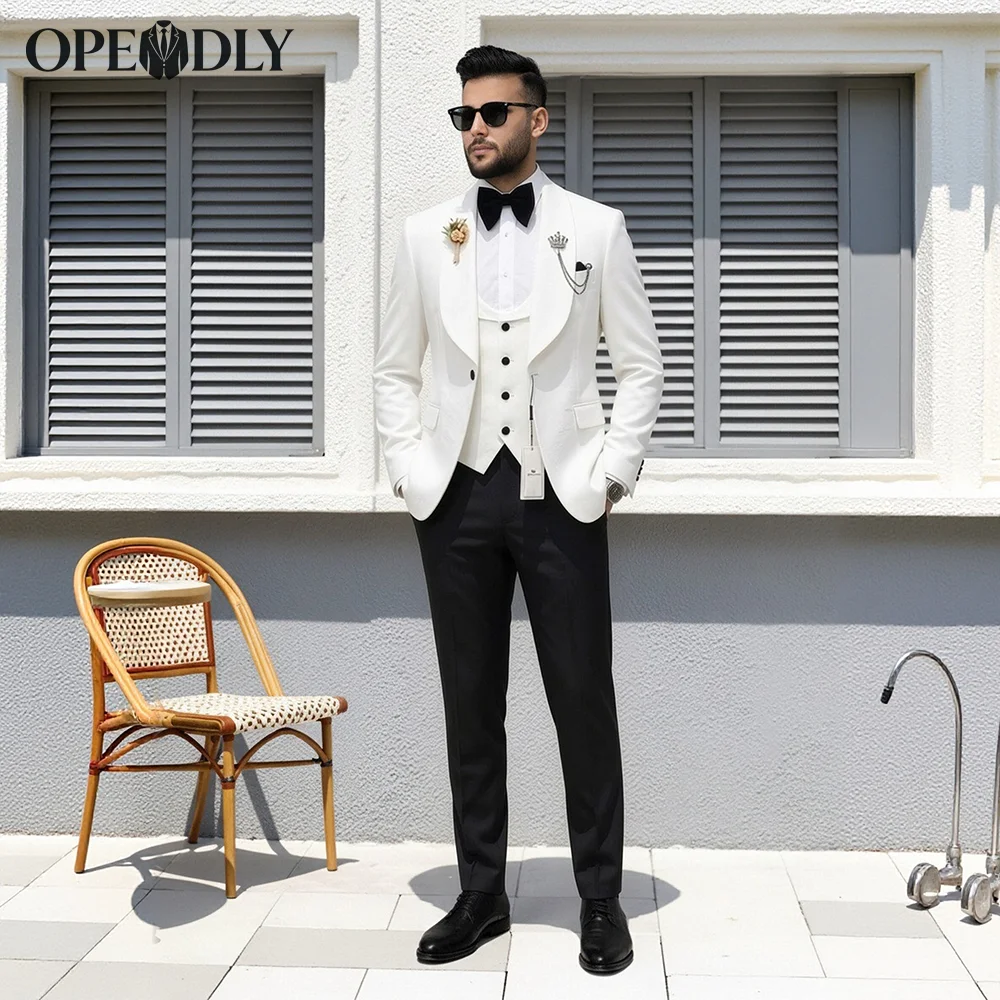 

Men's 3pcs Suit Set + Vest Pants Fashionable High-quality for Weddings Parties and Formal Comfy Wedding Groom Prom Party Tuxedo