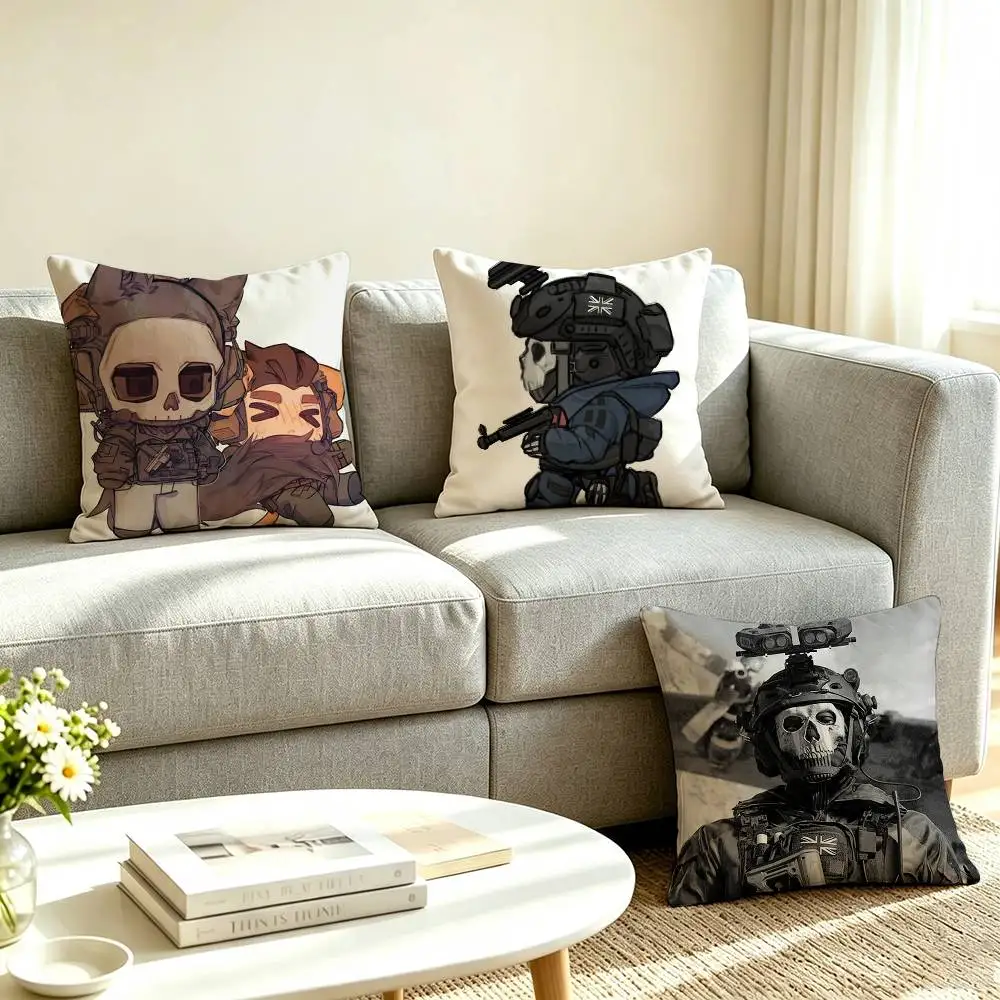 C-Call of Duty Game Pillow Case Square Double-Sided Sofa Cushion Cover Bedroom Bedside Pillow