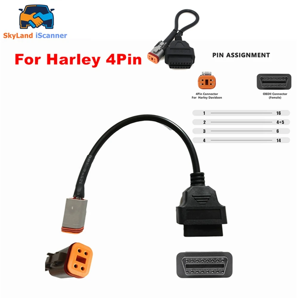 

Super practical and high quality Motorbike OBD2 Extension Motorcycle Diagnostic Cable For Harle 4Pin
