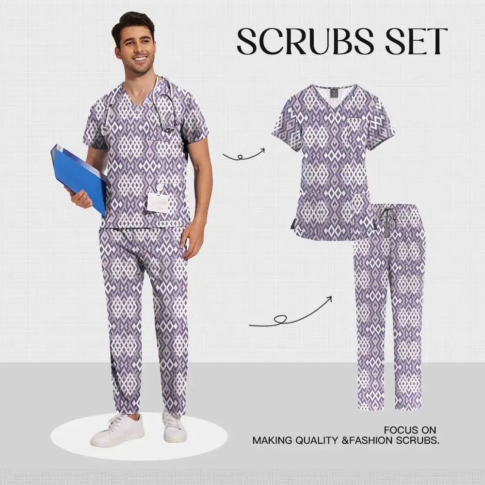 Hand Wash Suit Set, Thin, Comfortable, Breathable, Doctor Medical Cartoon Printed Work Uniform, Nurse Uniform