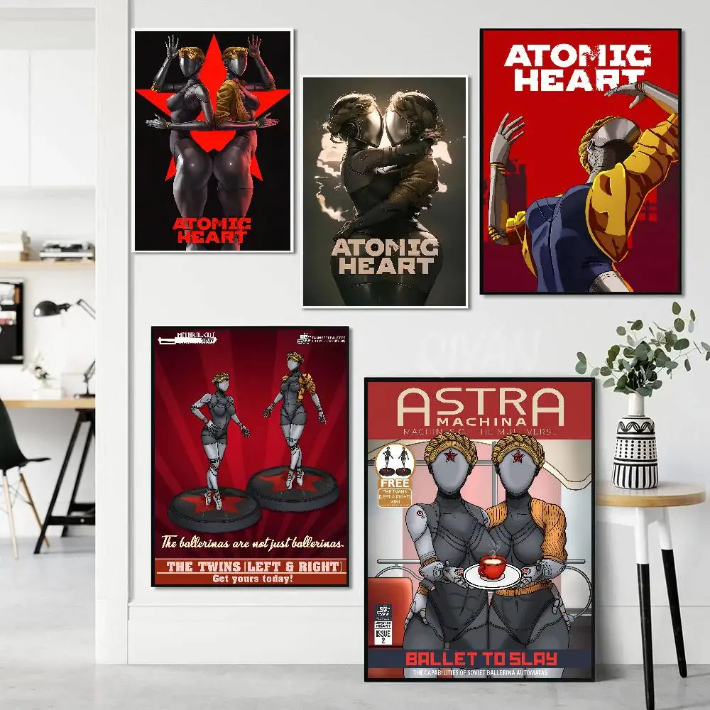 Atomic Heart Vintage Poster Waterproof Wall Art Sticker For Bar Living Room Vintage Room Decor High Quality Print Gift