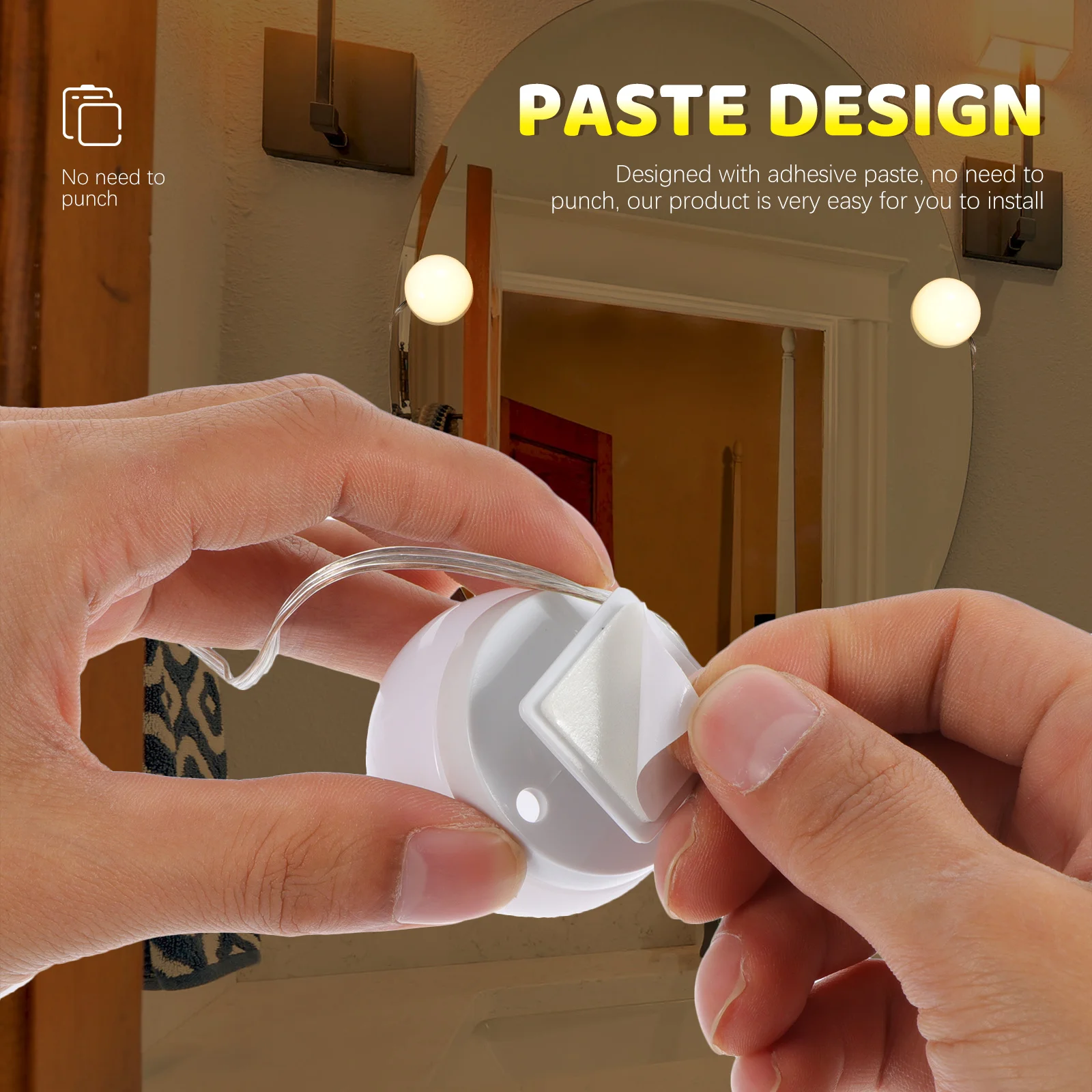 

1Set LED Makeup Mirror Light Bulb Adjustable Brightness USB Vanity Lamp for Bathroom Bedroom Dressing Cabinet Home Salon Use