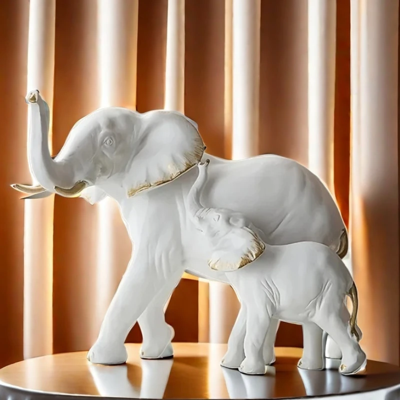 1pairs Elephant Statue and Sculpture Creative Modern Decoration Animal Resin Living Room Dining Table Decoration Crafts