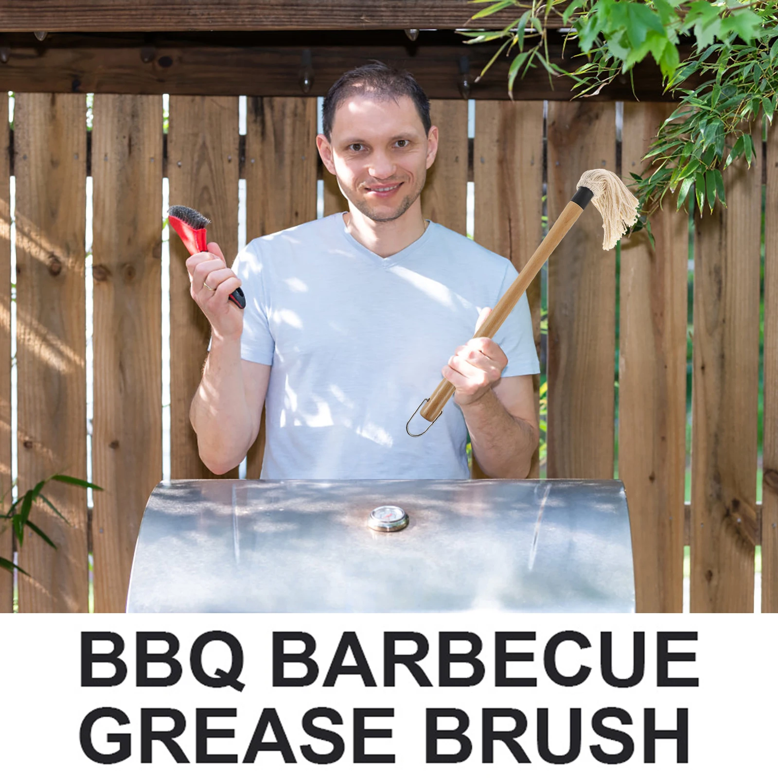 

Cotton Oil BBQ Mop Barbecue Accessories Pastry Baking Brush Barbecue Accessories Kitchen Supply Heat Resistant Wooden H