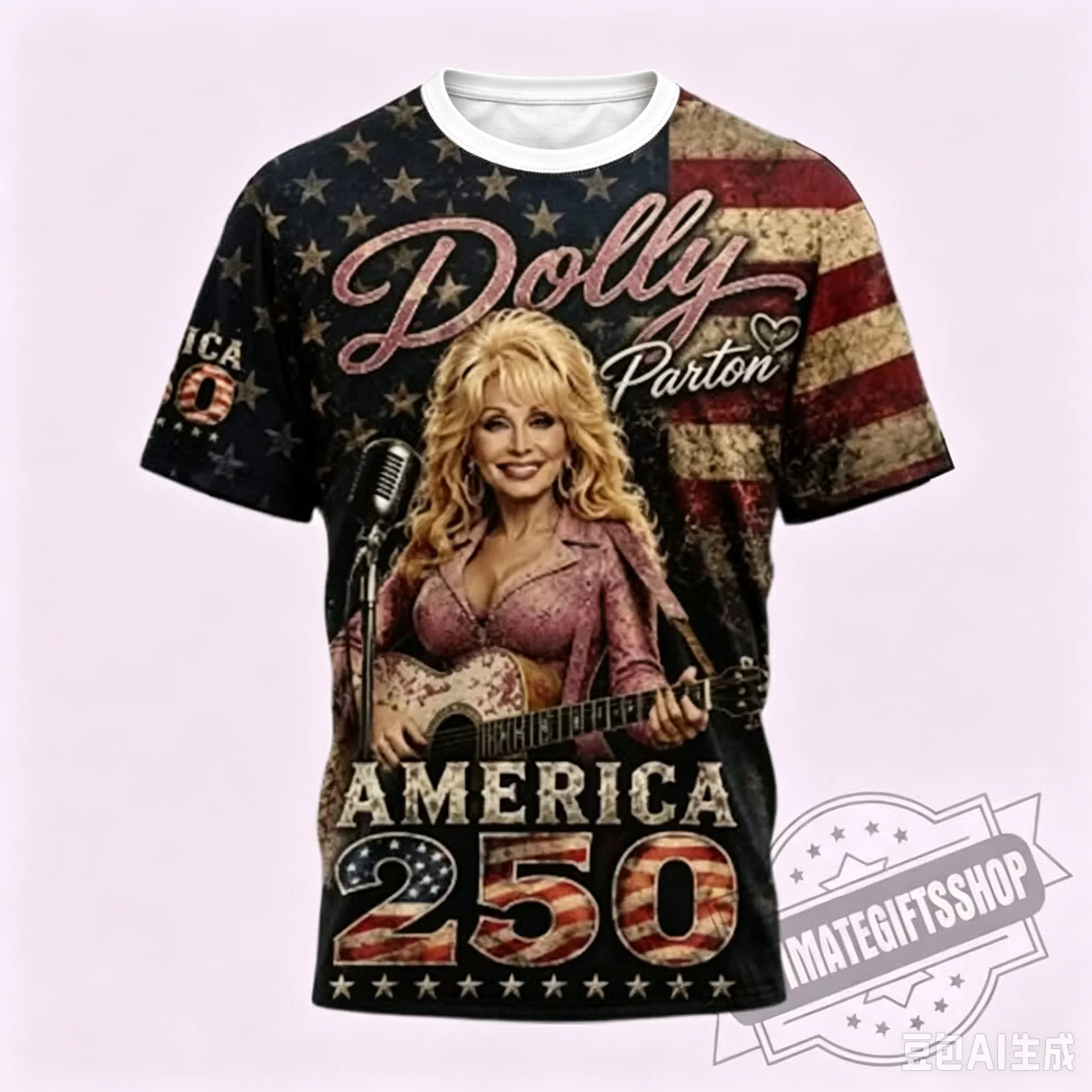 Dolly Parton T-Shirt Unisex Doppelseitiges Porträt Kurzarm-Oberteil Country-Musik-Fan Lässiges Streetwear-T-Shirt Familien-Matching – Detail 11