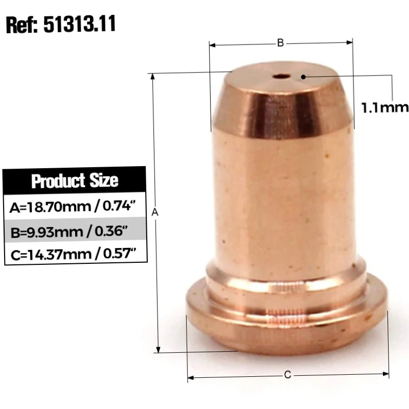(PKG/100~200pcs) IPT-60 PT-60 PTM60 PTM-60 IPT-40 PT60 Plasma Cutter Torch 52582 Electrode 51313 Nozzle 1.1mm / 1.0mm 40A-60A view 4