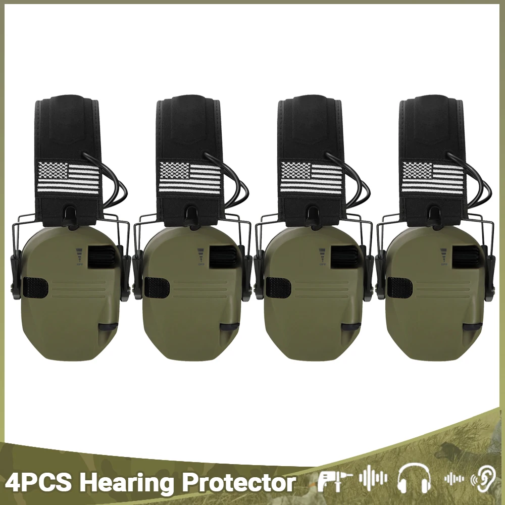 

4PCS Earmuffs Active Headphones For Shooting Electronic Hearing Protection Ear Protect Noise Reduction Hunting Headphone