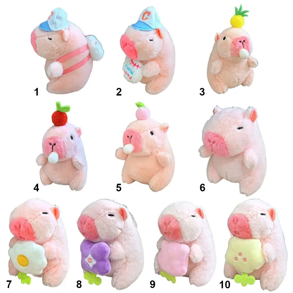 Kawaii Pink Plush Capybara Keychain Cute Toy Cartoon Capybara Pendant Keyring Car Ornament Capybara Doll Birthday Gift