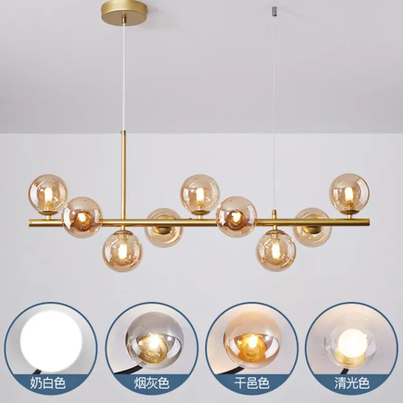 

Nordic Black LED Pendant Light Modern Glass Ball Hanging Lamp for the Kitchen Living Room Dining Suspension Luminaire Design