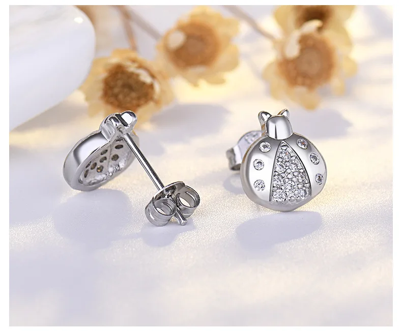 2022 New Arrival Ladybugs Insect Copper Crystal Insect Earrings Jewelry Cute Ladybbug Stud Earrings Handmade Jewelry Gifts