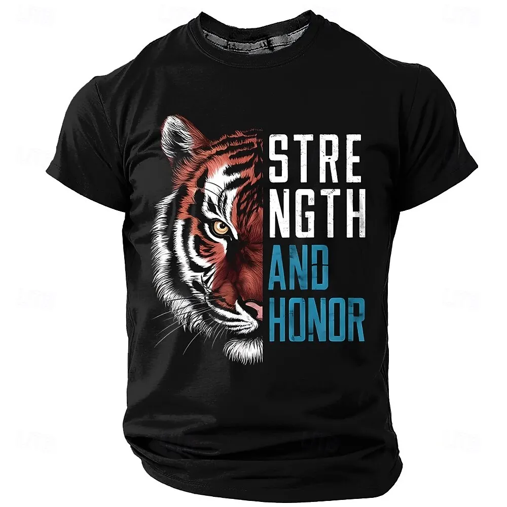 

Funny Tiger Print T Shirt For Men Casual O-neck Short Sleeve Loose Tops Outdoor Run Fitness Sports Tees Fashion Breathable Tees