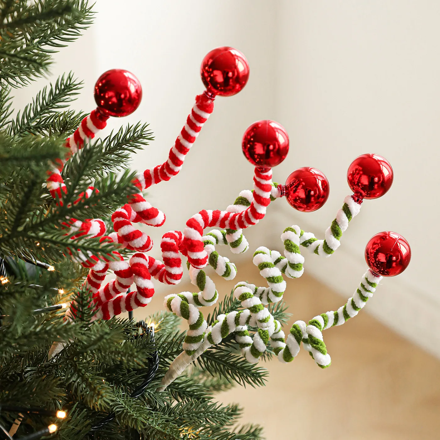 

New Foam Candy Plush Twisted Stick Cuttings Christmas Decorations Ornaments Christmas Tree Flower Arrangement Holiday Decoration