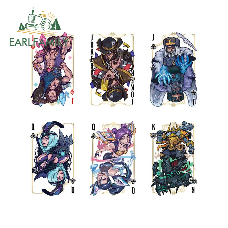 EARLFAMILY 13cm for League of Legends poker Kaisa Twisted Fate Syndra Car Stickers Waterproof Simple Decals Scratch-Proof Decor