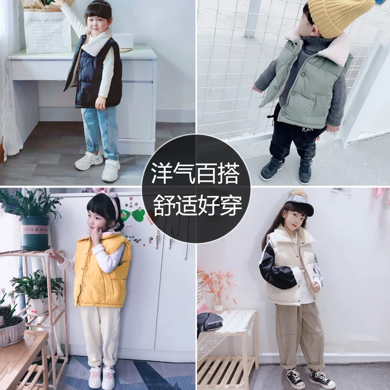 New Boys Girls Winter Autumn Sleeveless Hooded Vest Jacket Cartoon Print Coat Kids Warm Vest Outwear Clothes