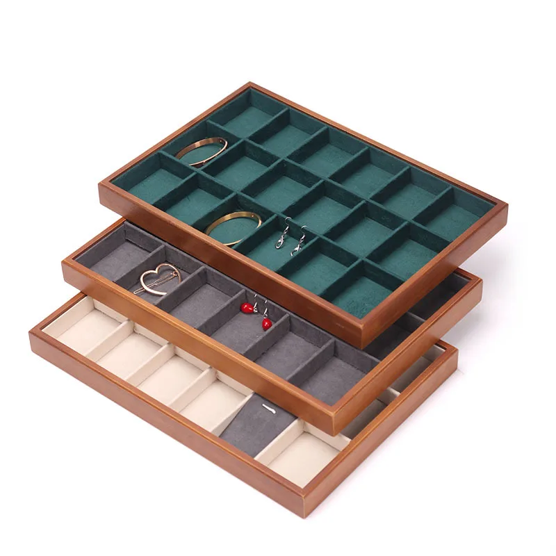 18-Slot Velvet Jewelry Tray, Versatile Display and Storage Box for Bracelets, Watches, and Accessories