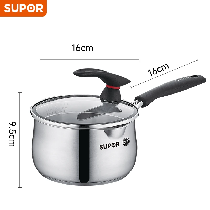 Supor wok Milk Pot Frying Pan Kitchen Hot-Oil Pan Boiled Eggs Hot Chocolate Hot Milk Pot Household Multi-purpose Pots