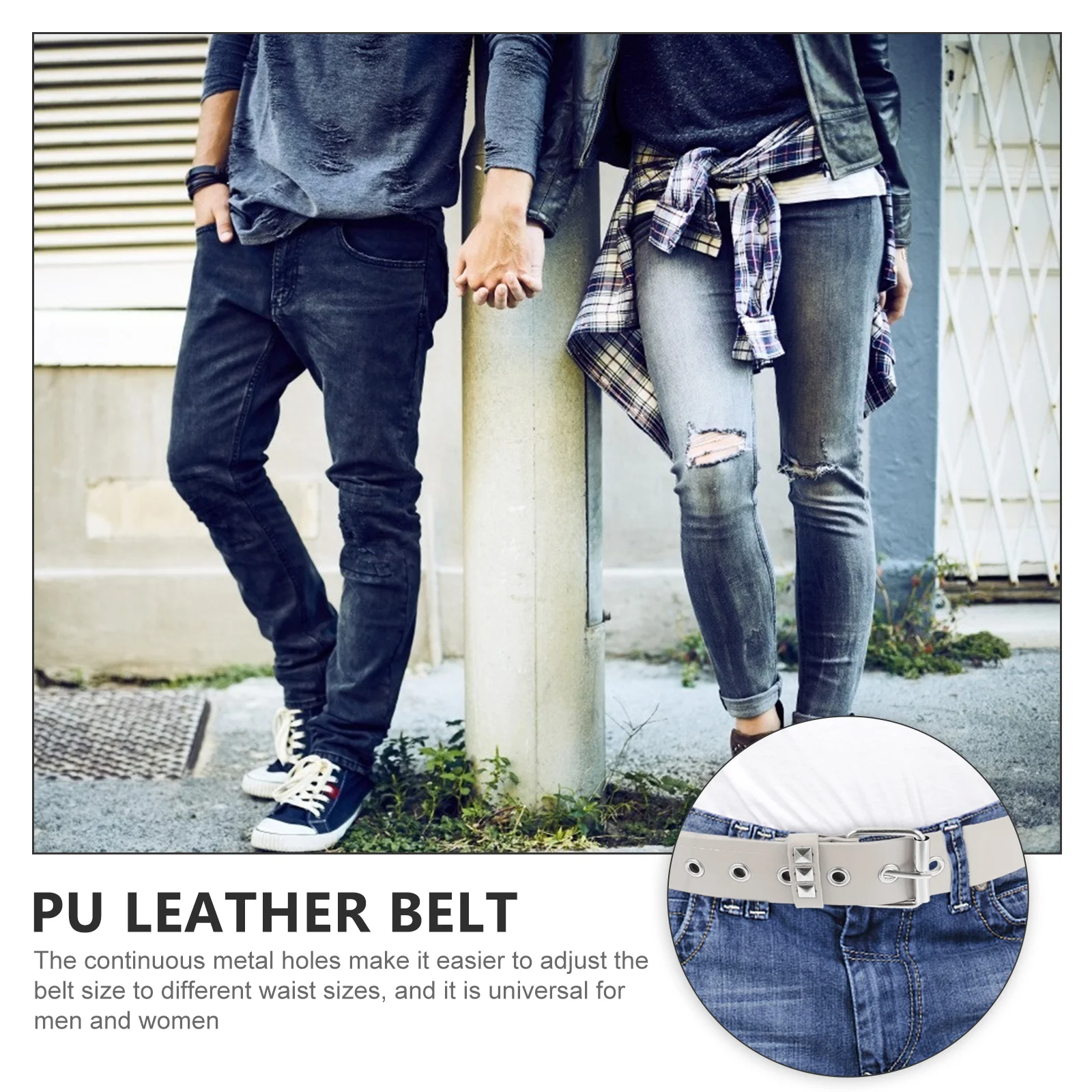 

Rivet Belt Durable Fashion Decorative Waistb for Men Women PU Belts Non Fading Lightweight Easy Carry Daily Banquet