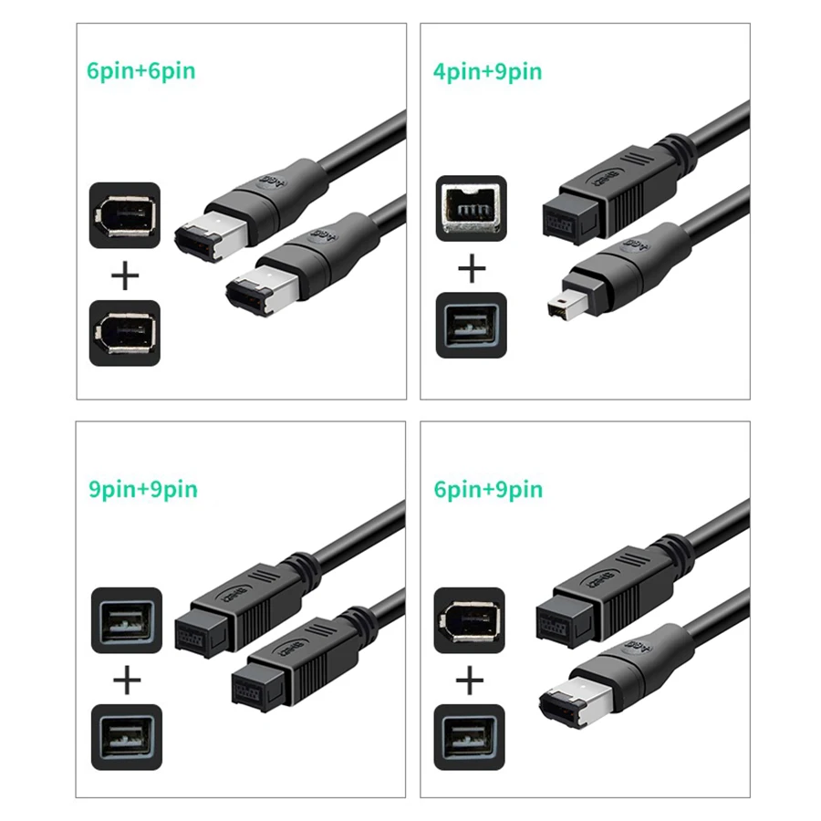 كابل Firewire Premium 1394B 800 IEEE 9Pin إلى 9Pin 9Pin إلى 4Pin IEEE1394a 6Pin إلى 6Pin ذكر إلى ذكر 1394 خط للكمبيوتر DV iLink