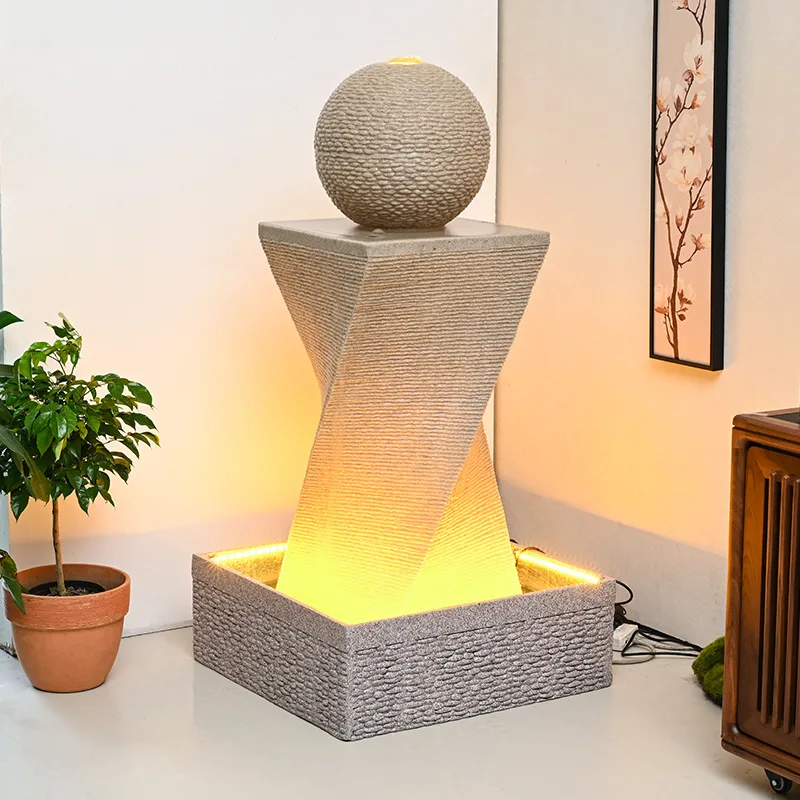 European-style flowing water fountain fish tank circulating feng shui wheel humidifier fish tank company courtyard hotel opening