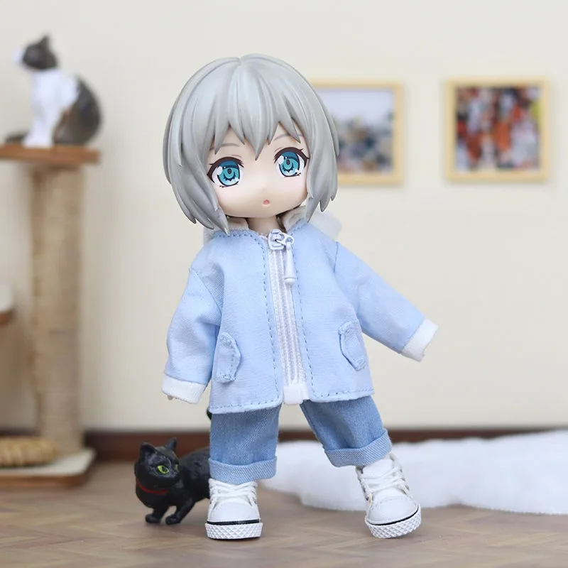 ob11 Baby clothes casual hooded coat top Doll clothes 1/12 bjd GSC plain body UF doll clothes accessories