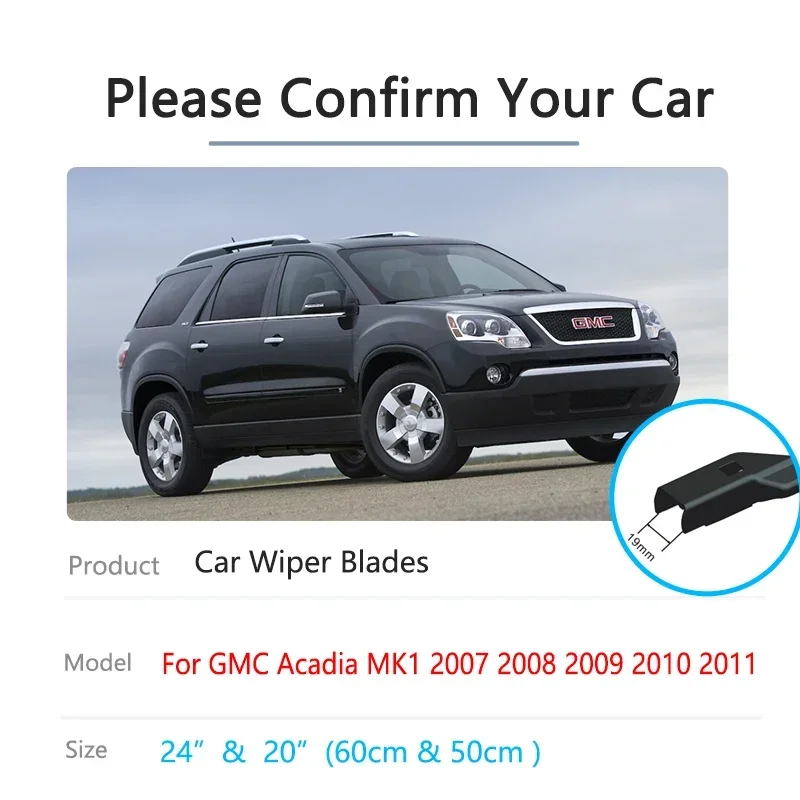 For GMC Acadia MK1 2007 2008 2009 2010 2011 Rubber Strip Refill Front Wiper Blades Cleaning Window Windscreen Car Accessories 2