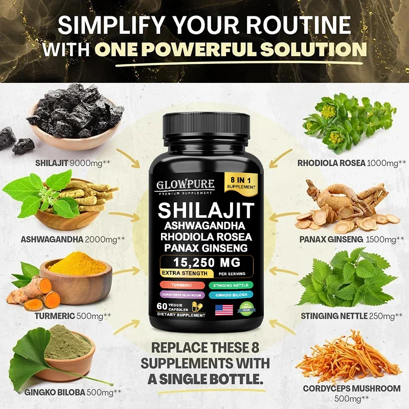Suplemento Shilajit 8 em 1 com - Pre Workout Supplement avaliação e preço