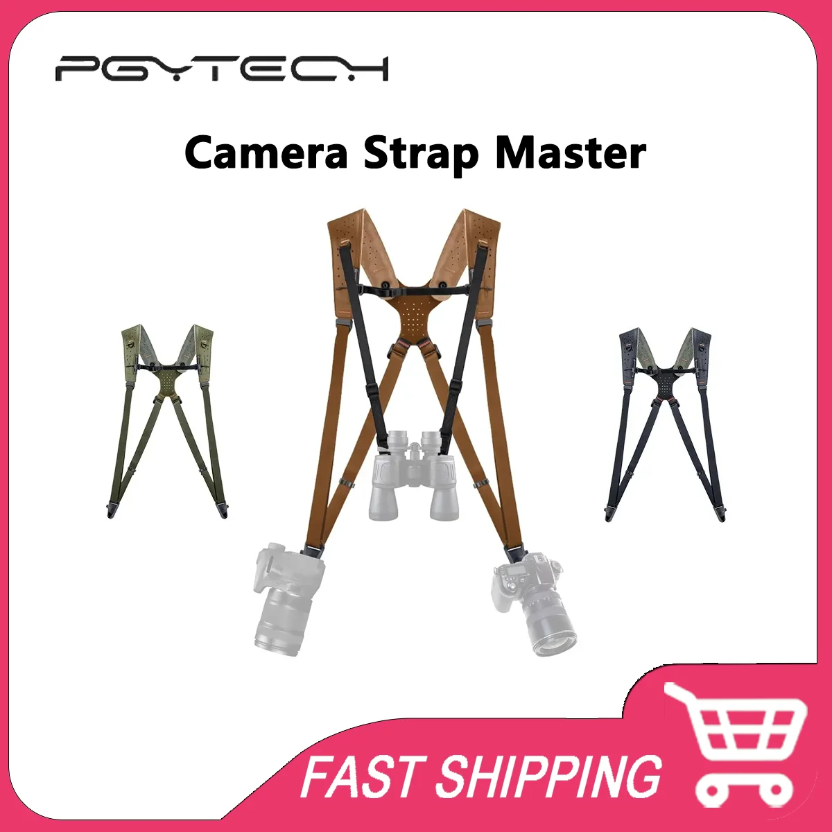 Original PGYTECH Camera Strap Master Genuine Leather Dual Shoulder Camera Harness Supports Up To 3 Cameras Fully Adjustable