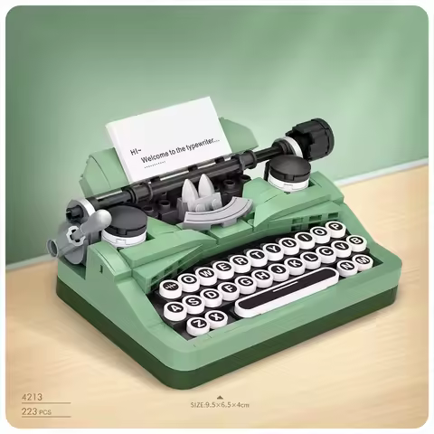 Classic Retro Typewriter Mini Block Printer Construction Model Kits Idea Building Brick Educational Toys Collection For Gifts