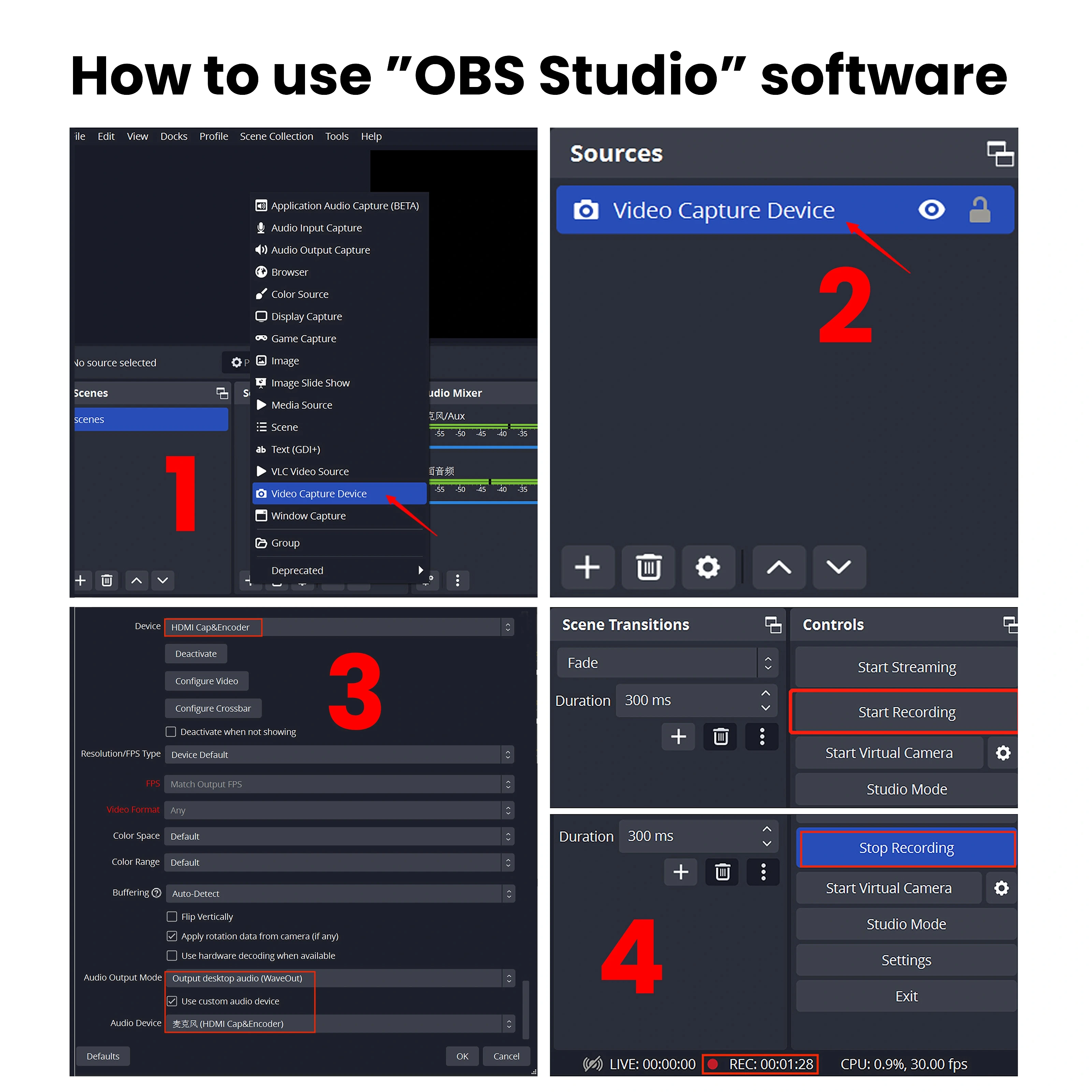 Karta przechwytywania wideo analogowego HD 1080P60, CVBS/AHD/CVI/TVI do USB 2.0, enkoder Dual Stream H.264 i MJPEG, zgodny z UVC, LCC261