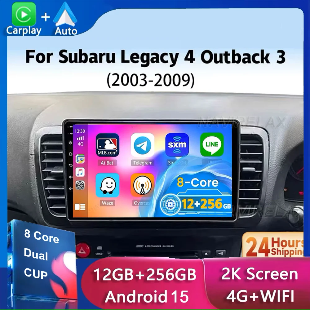 

Android 15 Carplay Car Radio For Subaru Outback 3 Legacy 4 2003 2004 2005 - 2009 Navigation GPS Multimedia Player wifi+4G BT DSP