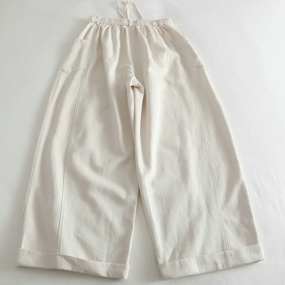 High Waist Cotton Linen Casual Pants Women's Elastic Wide Leg Pants Slimming Nine Points Balloon Pants Comfortable Loose Fit