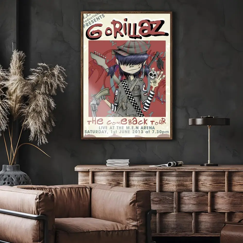 الرجعية الموسيقى G-Gorillaz اللوحة الخط جدار الفن HD قماش النفط اللوحة الملصقات يطبع غرفة نوم غرفة المعيشة ديكور هدية #4