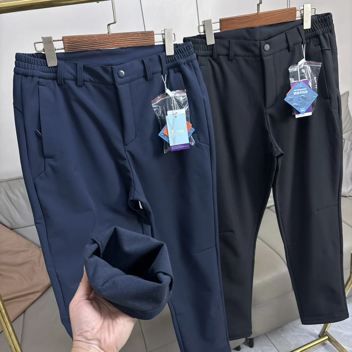 

Мужские утепленные флисовые брюки прямого кроя для активного отдыха, ветрозащитные, водоотталкивающие, повседневные, из полиэстера