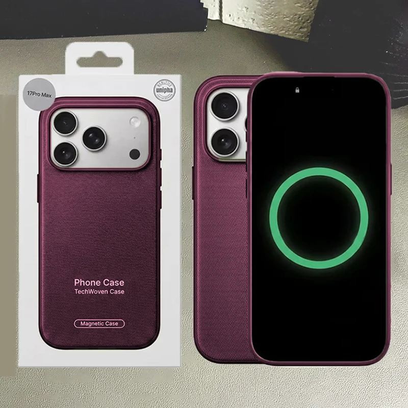 Capa Magnética Oficial de Luxo em Tecido Tecnológico para iPhone 18 17 16 15 14 13 Pro Max Compatível com Magsafe - Capa Original em Tecido Técnico