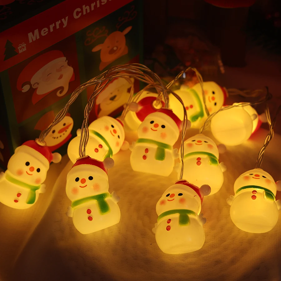 Guirlande lumineuse de noël LED, Arrangement de décoration d'arbre de noël en plein air, atmosphère de bonhomme de neige de noël, guirlande lumineuse colorée