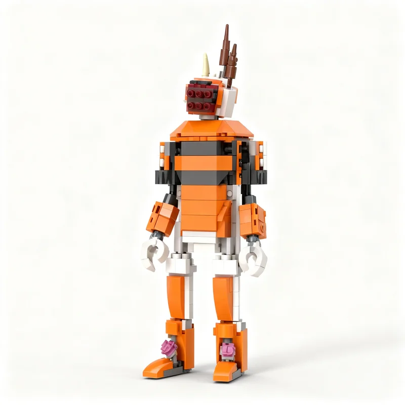 174pcs MOC The Orange Humanoid Monster Freestyle Model Building Blocks Construction Idea Display Collection Art Assemble 3D