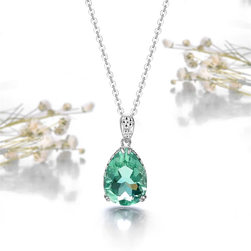 

Natural Green Fluorite Pendant Solid 925 Silver Pendant For Lady