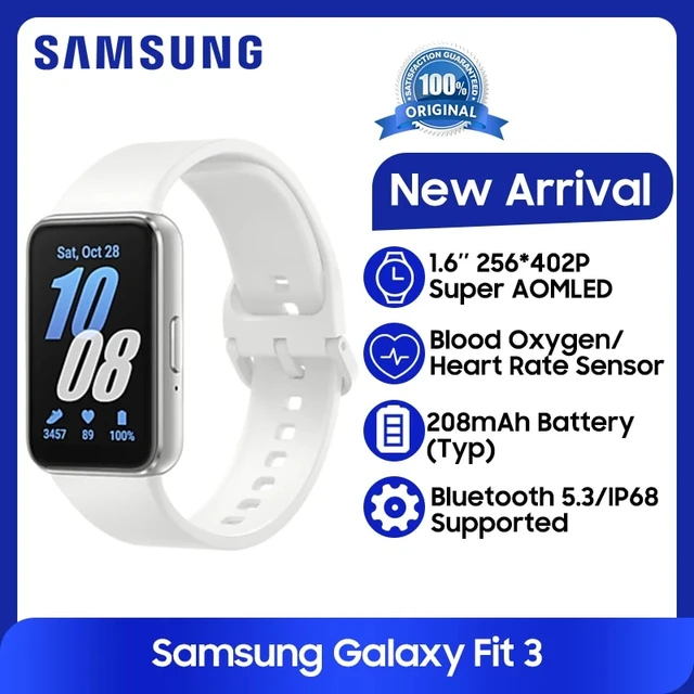 Samsung Galaxy Fit 3 SmartBand 1.6 Super AMOLED Display Heart Rate Blood Oxygen Sensor 13 Days Battery Life IP68 Waterproof