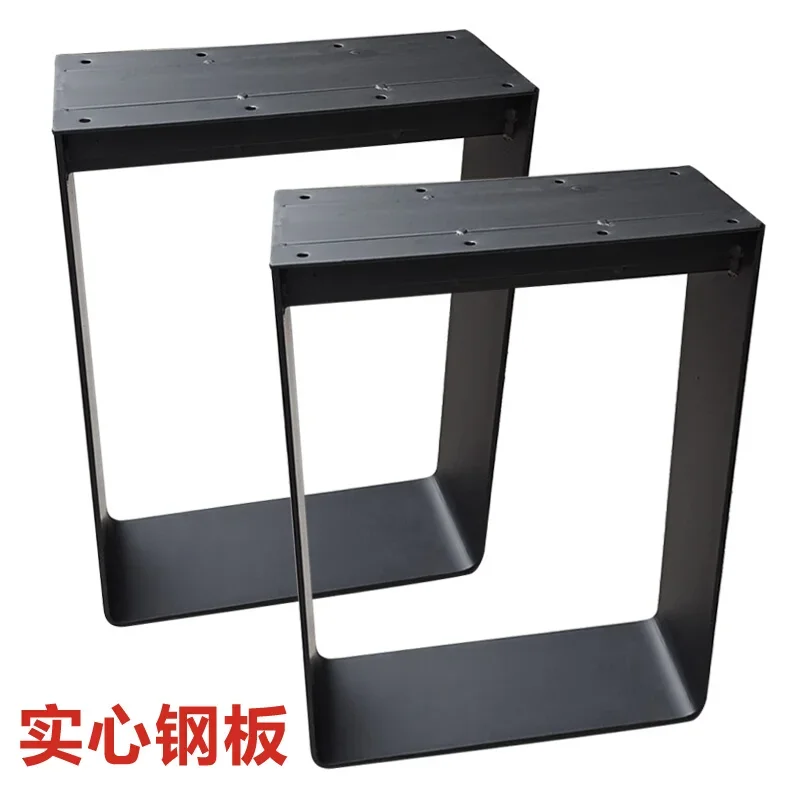 Solid steel plate table legs, solid wood large plate metal table frame