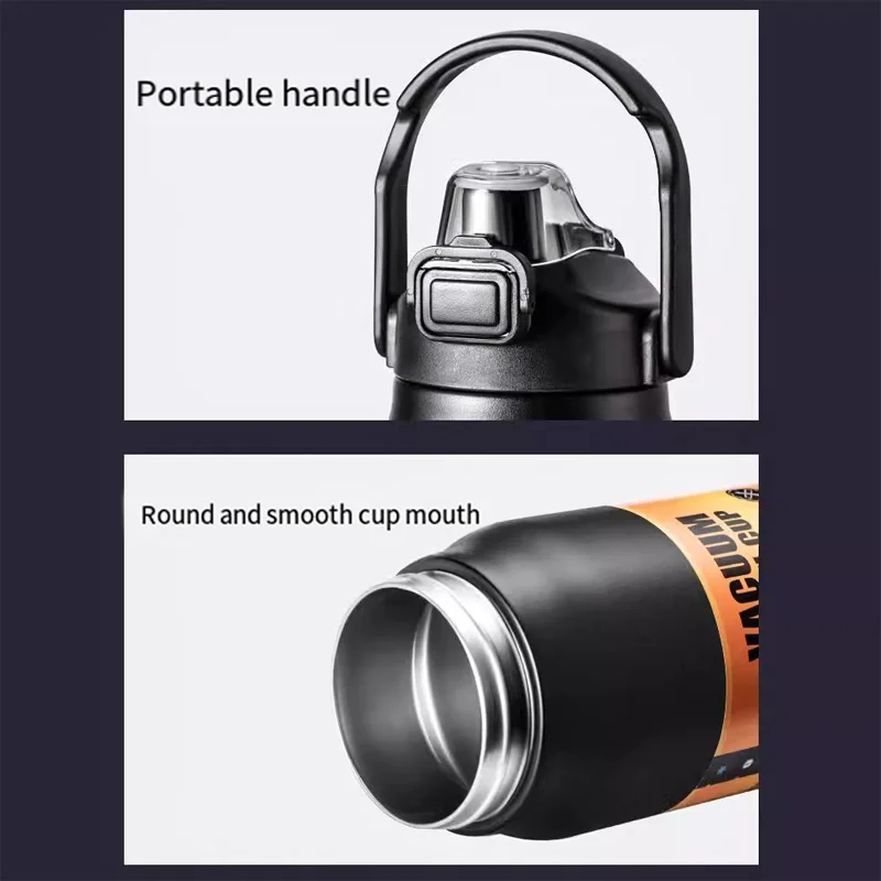 كوب مشروبات مزدوج محكم الغلق بسعة كبيرة من الفولاذ المقاوم للصدأ، وعاء عازل للإطارات الجليدية، أسود غير لامع، دلو للسفر في الهواء الطلق cu #4