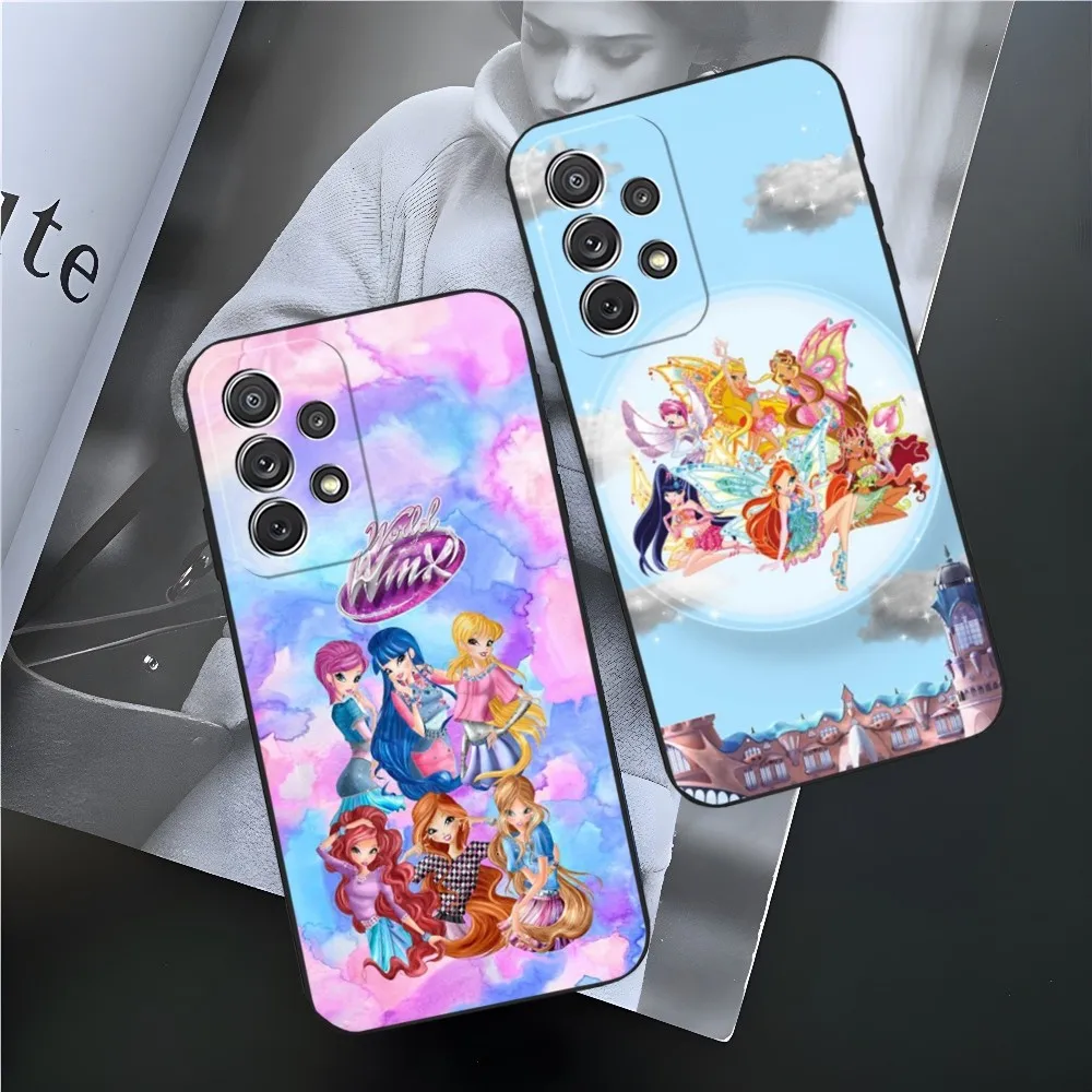 Kreskówka etui na telefon W-Winx Girl Club Samsung Galaxy S23 Ultra S24 S22 S20 Fe S21 Plus A54 A34 A24 A53 M54 Note 20 tylna okładka