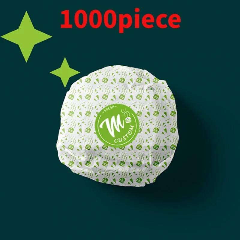 

10 00piece.Custom.Eco Friendly Food Grade Recyclable Wrapping Greaseproof Paper Fried Food Burger Bread Sandwich